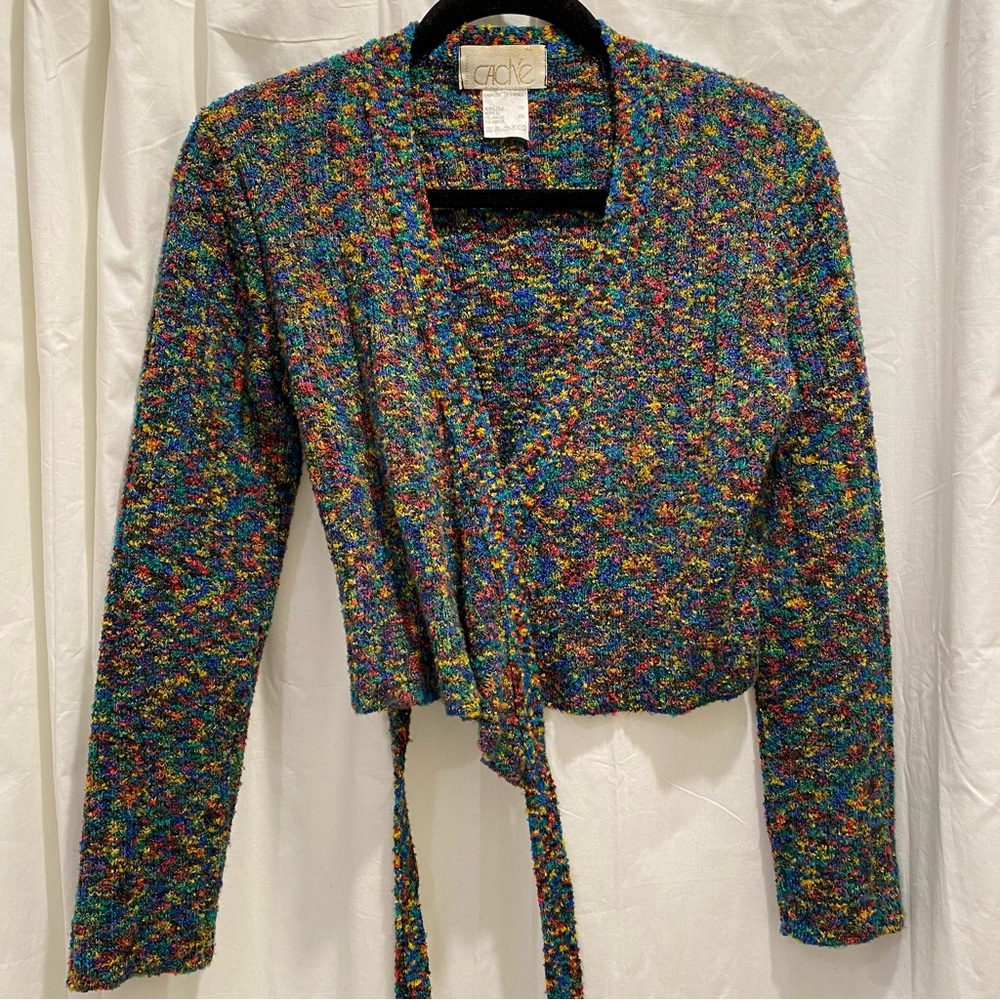 Cache Multi-Colored Boucle Wrap-Around Sweater Ca… - image 3